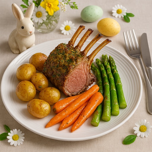 Table décorée pour un menu de Pâques