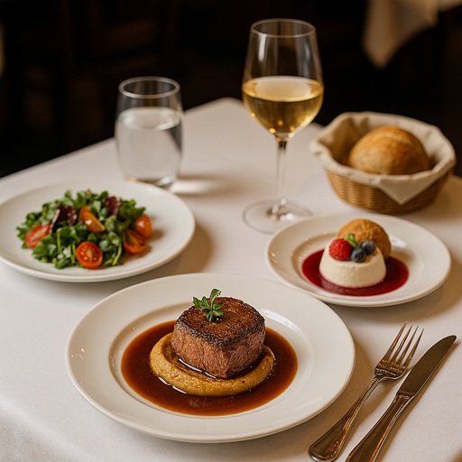 Table dressée pour un menu banquet 3 plats